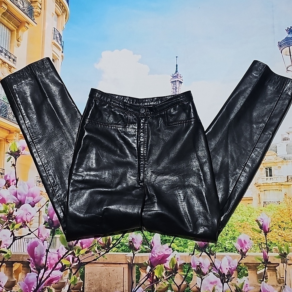 Sibylle Lyn Vintage Black High-Waisted Leather Skinny Pants Size XS